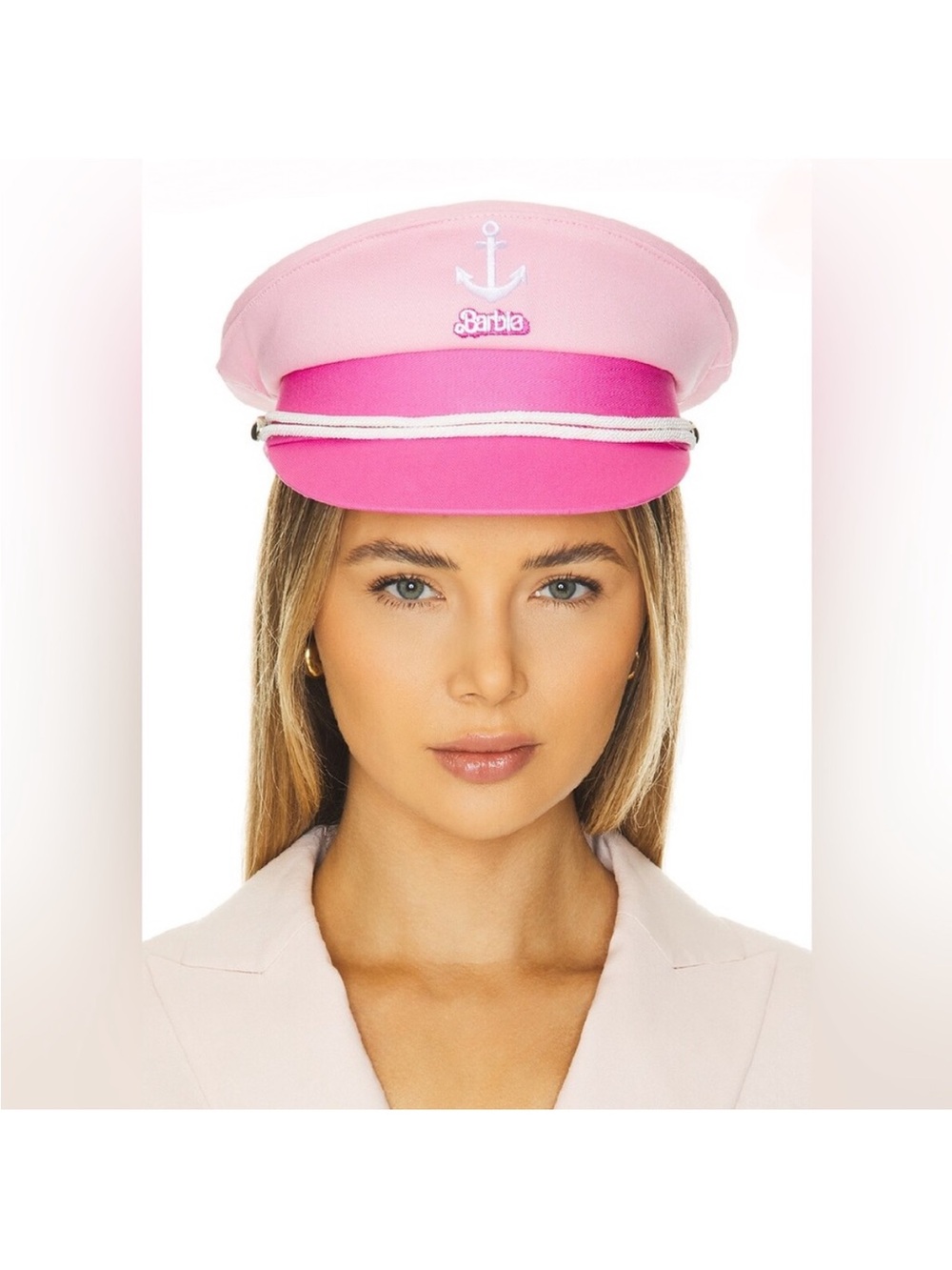 Funboy x Barbie The Movie Two-Tone Pink Captain Hat with Anchor Emblem NWOT